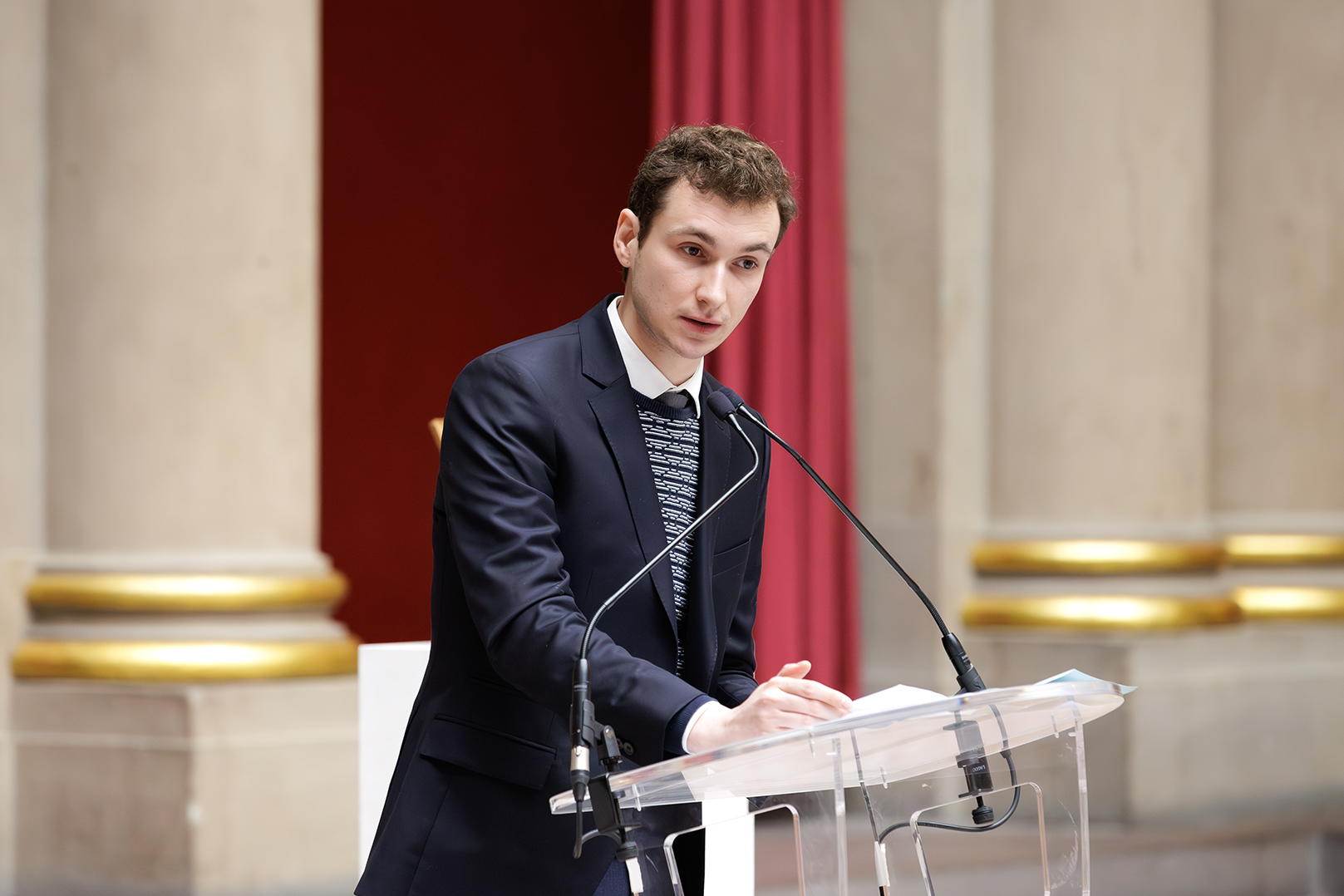 À son tour, Mathis Napierala, vice-président étudiant de l’Université de Clermont Auvergne a pris la parole. © Nicolas Busser