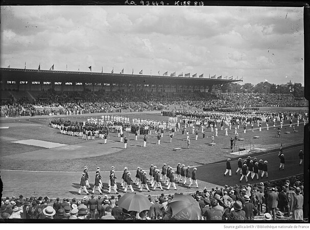 Cérémonie d'ouverture des Jeux olympiques, le 5 juillet 1924 au stade de Colombes