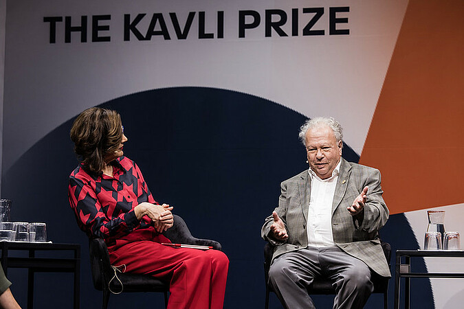 Conversation avec Jean Louis Mandel, lors de la Kavli Prize Week, le 5 septembre. Crédit : Thomas Eckhoff 