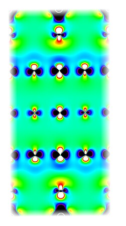 Illustration de la répartition inhomogène des électrons dans le composé tri-couche (n=3). ©Benjamin Bacq-Labreuil
