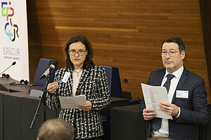 Alison Garnier, coordinatrice de l’alliance EPICUR, et Jean-Marc Planeix, directeur stratégique. Crédit : Catherine Schröder/Unistra.