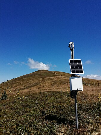 La caméra est installée à environ 1 300 mètres d'altitude, en contrebas du sommet du Batteriekopf. Crédit : UMR LIVE