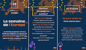 Pour le Mois de l'Europe, en mai, l'association a prévu des stories pour informer ses abonnés sur Instagram autour des élections européennes. © MédiaDroit