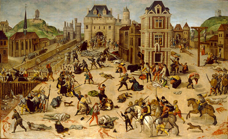 Le massacre de la Saint Barthélémy des Protestants français, François Dubois, c. 1572. Crédit : Musée cantonal des Beaux-Arts de Lausanne