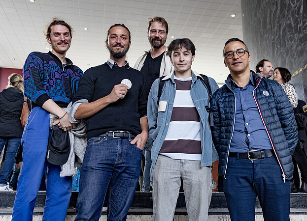 Des membres de l’équipe de la plateforme d’accompagnement à la recherche Estrades. ©C.Schröder/Unistra