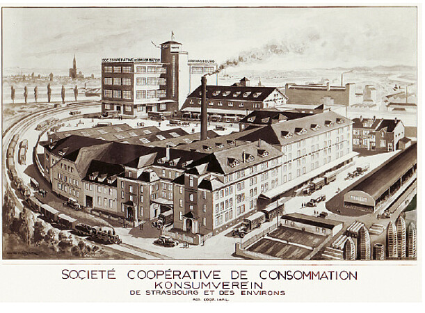 Le siège de la Coop au Port-du-Rhin de Strasbourg. © Inventaire et patrimoines de la Région Grand Est 