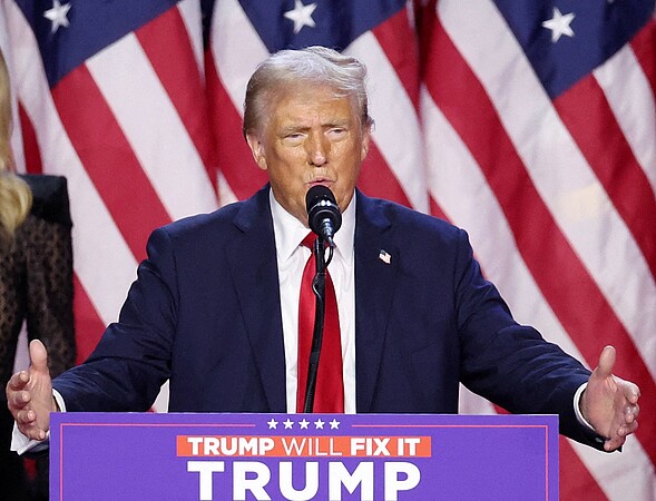 Élection présidentielle, Donald Trump à West Palm Beach, Floride, le 6 novembre 2024. ©Brendan McDermid/Reuters