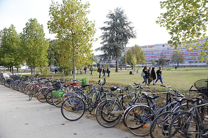 Sur le campus de l'Esplanade. © Schroder/Unistra.