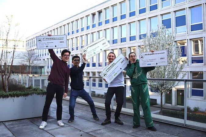 Carlos Berrout Amezaga, troisième prix du jury, Antoine Rittaud, deuxième prix du jury, Anthony Augé, premier prix du jury et Constance Lucet-Bérille, prix du public. (de g. à dr.) ©Teona Goreci