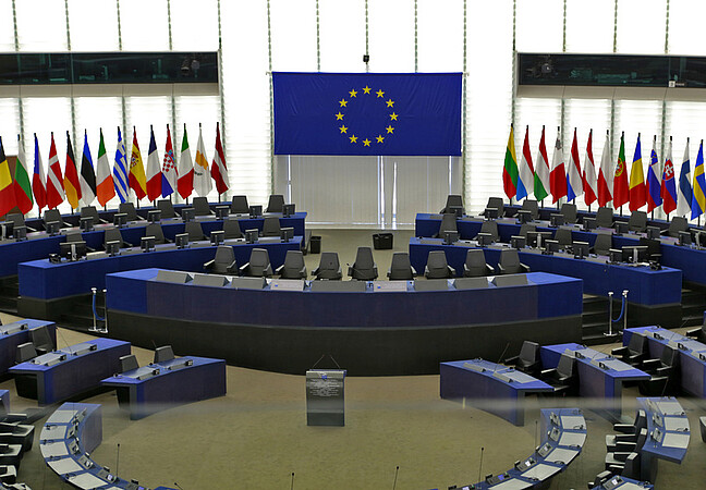 L'hémicycle du Parlement européenne, à Strasbourg. Crédit : Catherine Schröder / Unistra