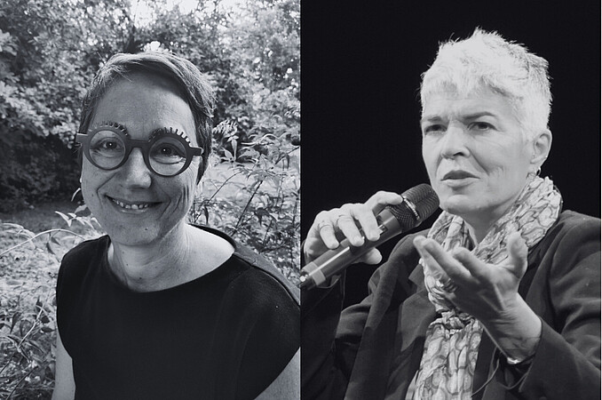 Charlotte Dorn (directrice adjointe du Centre universitaire d’enseignement du journalisme-Cuej) au sein de l’Université de Strasbourg et Fabienne Sintès, journaliste sur France Inter au sein de Radio France. © DR